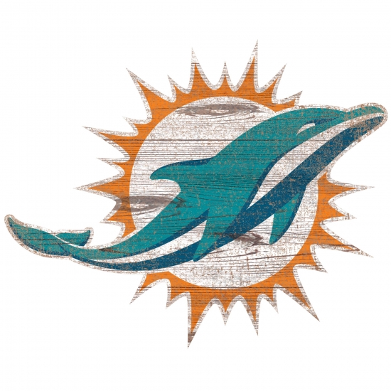 Fan Creations Miami Dolphins 24'' x 24'' Distressed Logo Cutout Sign