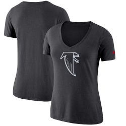 Women's Nike Black Atlanta Falcons Historic Logo 2.0 Tri-Blend Mid V-Neck T-Shirt