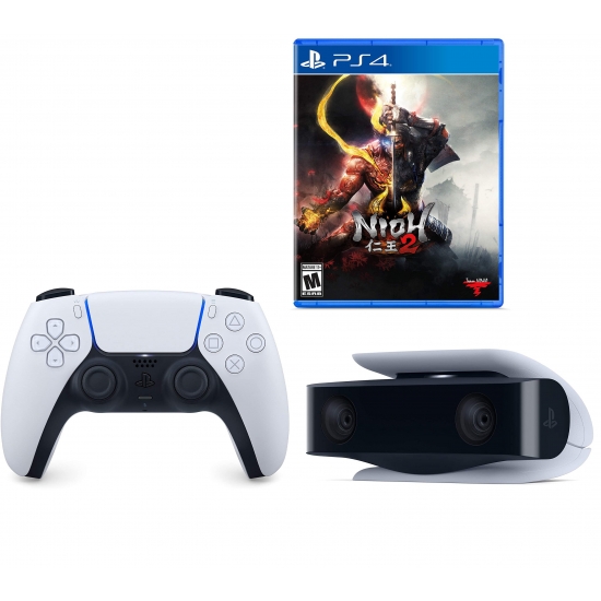 Sony PlayStation 5 DualSense Wireless Controller HD Camera and PS4 Nioh 2 with PS5 Upgrade Bundle
