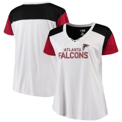 Women's Majestic White/Red Atlanta Falcons Lace-Up V-Neck T-Shirt