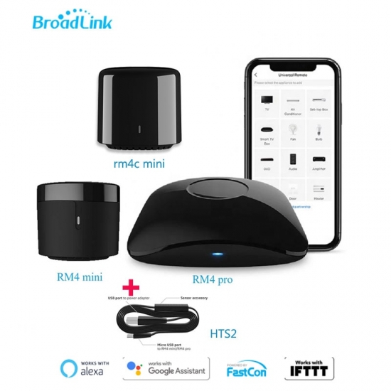 BroadLink RM4 Pro RM4 mini HTS2 Temp and Humidity Sensor  Version Wireless Universal Remote Hub with Smart Home Solution
