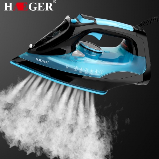 2200W Powerful Electric Garment Steamer Steam Iron For Clothes Nonstick Soleplate 3 Level Adjustable Temperature Wet Dry
