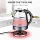 Electric Kettle, 5 minutes 1.7 Quarts Fast Boiling Glass Water Boiler with LED Indicator Cordless BPA-Free Borosilicate Tea Pot