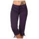 Tuphregyow Womens High Waist Drawstring Pant Comfy Quick Dry Capris Elastic Casual Fitting Pants Workout Knee Length Pants With Pockets Solid Purple XXXL