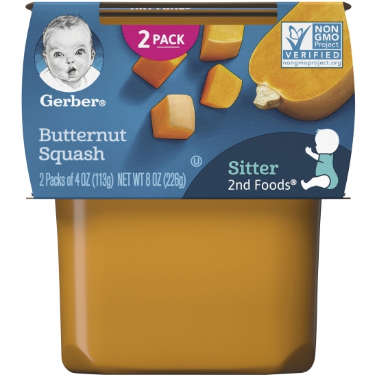(Pack of 16) Gerber 2nd Foods Butternut Squash, 4 oz Tubs