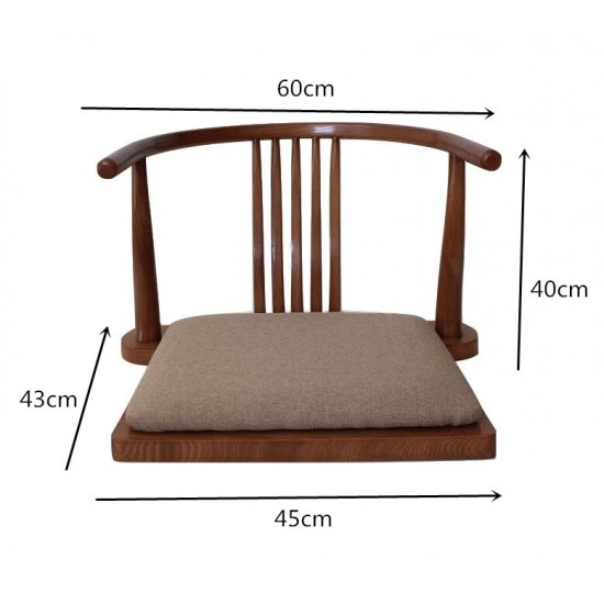 Luxury Padded Cushioned Seating Floor Chair Armchair Japanese Style Solid Wood Tatami Meditation Zaisu Legless Chair For Gaming