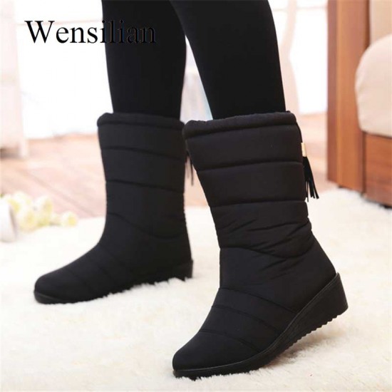 Winter Women Boots Mid-Calf Down Boots High Bota Waterproof Ladies Snow Winter Shoes Woman Plush Insole Botas Mujer Invierno