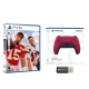 Sony Madden NFL 22 and Cosmic Red PlayStation 5 Dualsense Wireless Controller and Micro SD Card USB Adapter Bundle