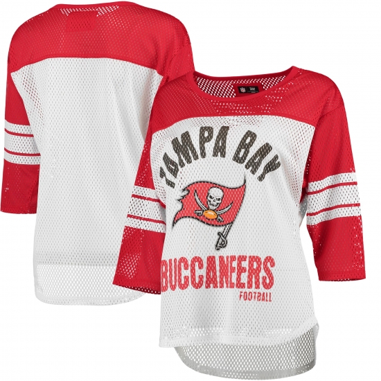 G-III Apparel Women's G-III 4Her by Carl Banks White/Red Tampa Bay Buccaneers First Team Three-Quarter Sleeve Mesh T-Shirt