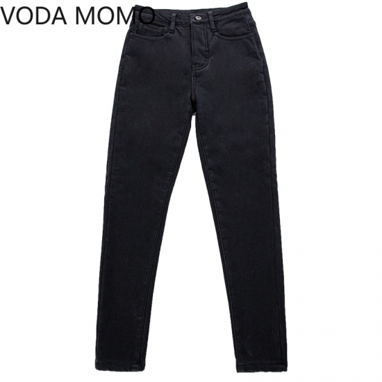 Winter Thick Warm Jeans For Women Mom Jeans Blue Gray Black Woman High Elastic Plus Size Jeans Female Denim Skinny Pencil Pants