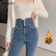 2022 Winter Warm Womens Winter Jeans High Waist Skinny Pants Fleece  Velvet Elastic Waist Jeggings Casual Straight Jean Woman