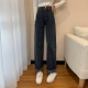 Womens High Waist Straight Jeans Black Spring Autumn New Loose Trousers Ladies Casual Comfortable Wide Leg Mom Long Denim Pants