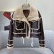 Women Real Shearling Lamb Fur Jackets Winter Double Face Coats Lady Crop Jacket Thick Warm Genuine Leather S3659