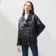 Fitaylor PU Faux Leather Jacket Women Loose Sashes Casual Biker Jackets Outwear Female Tops BF Style Black Leather Jacket Coat