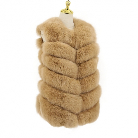 Pink Java Women Coat Winter Luxury Clothes Real Fox Fur Coat Natural Fox Fur Vest Fluffy Fur Jacket Raccoon Vest