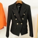 Designer Jacket Women's Classic Double Breasted Metal Lion Buttons Blazer Outer Size S-4XL