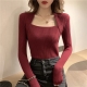 2022 Women Sweater Pullover Long Sleeve Top Square Collar Casual Fashion Women Jumper Sexy Knitted Sweater Women Pullover Tops