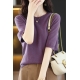 Womens Wool New Arrival Spring Summer  Wool Sweater Women Solid Short Sleeve O-neck 100 Percent Wool Pullovers Short Sleeve