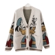 Retro Cartoon Duck Pattern Knitted Cardigan Sweater Women Y2K Oversized Loose Casual Knitted Sweater Fashion Trend Cardigan Coat