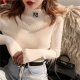 JoinYouth Half Turtleneck Pullovers Solid Appliques 2022 Autumn Winter All Match Women Sweaters Slim New Pull Femme Fashion J261