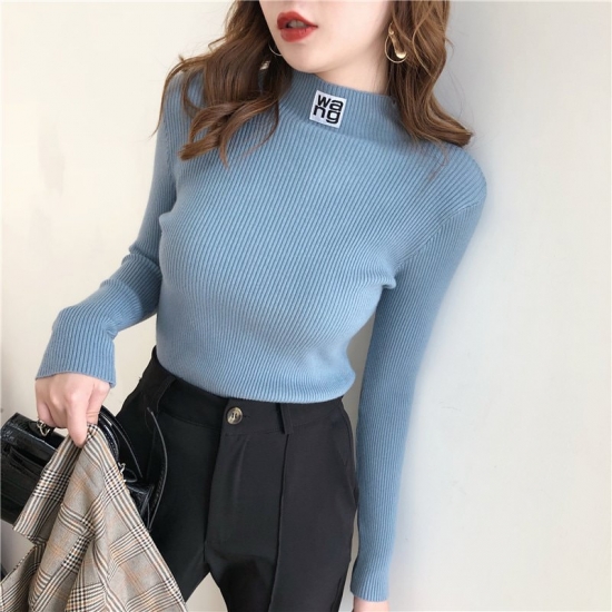 JoinYouth Half Turtleneck Pullovers Solid Appliques 2022 Autumn Winter All Match Women Sweaters Slim New Pull Femme Fashion J261