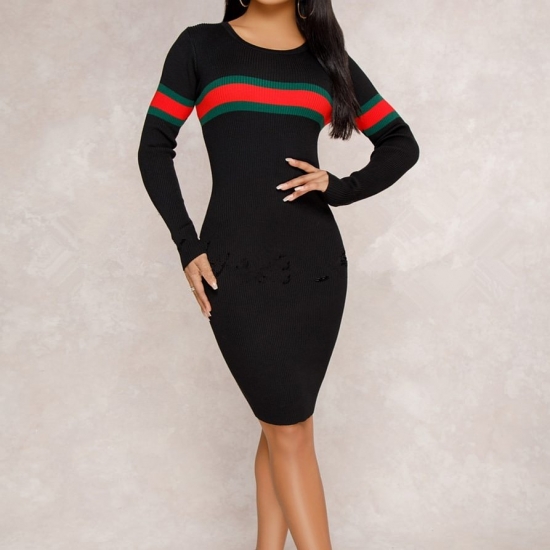 Women Striped Dress Luxury Color Female Clothes Soft Render Slim Tight Sport Fashion New Dress