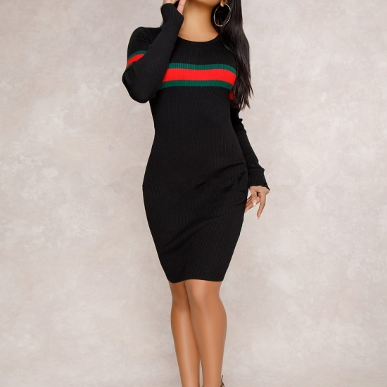 Women Striped Dress Luxury Color Female Clothes Soft Render Slim Tight Sport Fashion New Dress
