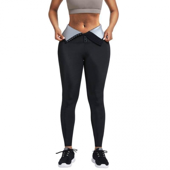 CHRLEISURE Women Workout Leggings High Waist Gym Hot Sweat Body Shaper Sportswear Fitness Sauna Tummy Slimming Control Legging