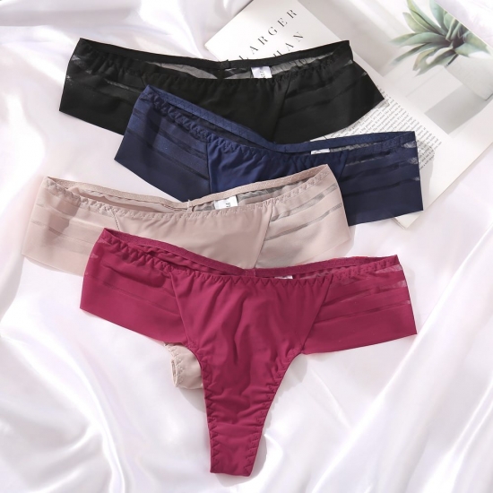 2PCS Set Sexy Women G-string Panties Seamless Panties Perspective Underwear See-Through Underpants Girls Intimates Lingerie