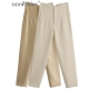 Aonibeier Za 2022 Women Spring Trousers Suits High Waisted Pant Fashion Office Lady Beige Elegant Casual Famale Stright Pants