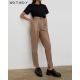 WOTWOY High Waisted Straight Leather Trousers Women Zipper-Up Casual Fleece PU Leather Pants Female Black White Autumn Pants New