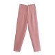 Za 2022 Spring Trouser Suits High Waisted Pants Women Fashion Office Beige Pants Chic Button Zip Elegant Pink Casual Woman Pants
