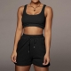 Casual Solid Shorts Sets Women 2022 Crop Top Two Piece And Drawstring Shorts Matching Sportswear Set Summer Athleisure Outfits