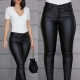 Leather Casual Pants Small Feet Pants Women Warm Trousers Sexy Tight-Fitting Ladies Stretch High-Waist Pants Fashion Pure Color