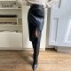 Women Faux Leather Slit Pencil Office Skirt Autumn 2022 New Spring Streetwear High Waist Black Brown Sexy Bodycon Midi Skirts