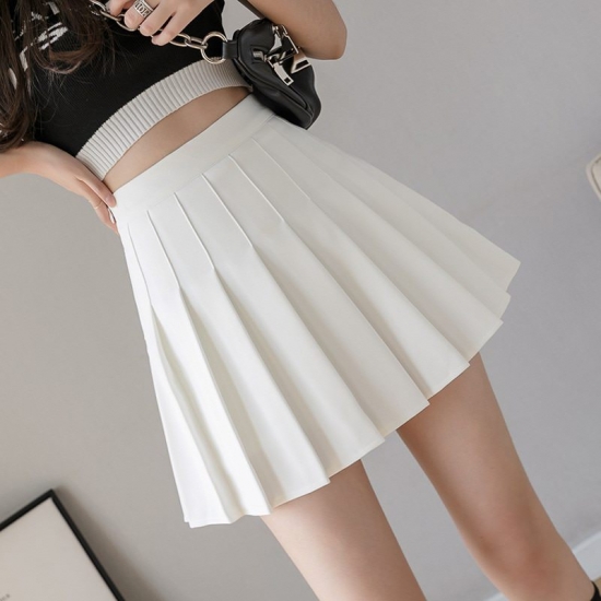 Women Pleated Skirt Cute Sweet Girl School Uniform Skirt Black White High Waist Dance Skirt  Fashion Female Pleated Mini Skirts