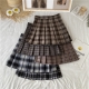 Plaid Pleated Skirt Female Spring and Autumn High Waist Thin A-line Short Skirt Student Woolen Thick Skirt