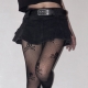 AltGirl Denim Skirt Women Dark Gothic Streetwear Mini Skirt with Skull Belt Mall Goth Punk Grunge Sexy Emo Clubwear