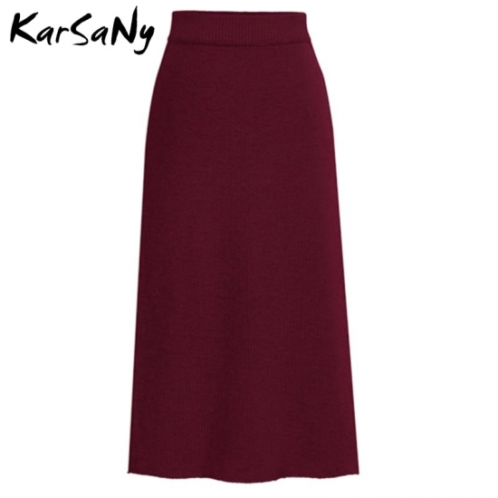 KarSaNy Autumn Winter Knit Pencil Skirt Women Plus Size High Waist Skirts Womens Knited Split Midi Skirt For Women Autumn 6XL
