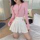 White Pleated Skirts Women High Waist Mini Skirt Metal Letter D Design A-Line Clubwear Sexy Streetwear Show Solid Casual