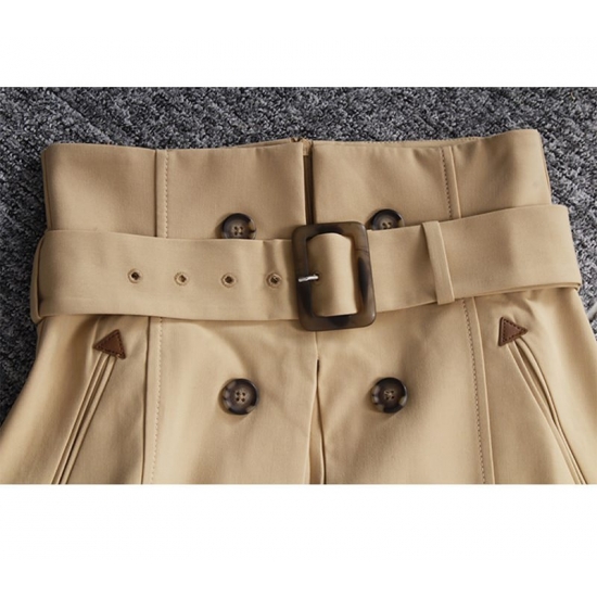 High Waist Brown Bandage Asymmetrical Pleated Temperament Half-body Skirt Women Fashion Tide New Spring Autumn 2022