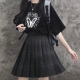 HOUZHOU Gothic Black Plaid Skirt Women Kawaii Harajuku High Waist Pleated Mini Skirts School Uniform Preppy Style JK