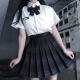 HOUZHOU Gothic Black Plaid Skirt Women Kawaii Harajuku High Waist Pleated Mini Skirts School Uniform Preppy Style JK