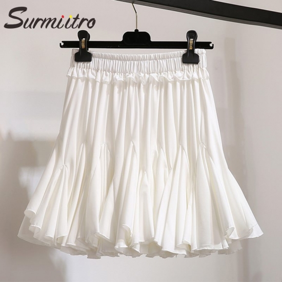 Surmiitro White Black Chiffon Summer Shorts Skirt Women 2022 Fashion High Waist Tutu Pleated Mini Aesthetic Skirt Female