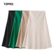 Toppies 2022 Womens Silk Satin Skirts High Waisted Skirt Solid Vintage England Simple Office Lady Skirts