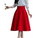 5XL Plus Size Skirt High Waisted Skirts Womens White Knee Length Bottoms Pleated Skirt Saia Midi Pink Black Red Blue 2022