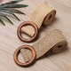 1PC Women Fashion Casual Straw Belt Round Wooden Buckle Elastic Waist Chain Belly Necklace Body Jewelry Dress Shirt Accessories
