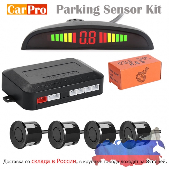 CarPro Universal Car LED Parking Sensor with 4  Accurate Digital Display of Obstacle Distance Alarm Parktronic Kit