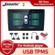 Jansite USB Android TPMS Car Tire Pressure Alarm Monitor System For Vehicle Android Player Temperature Warning With Four Sensors