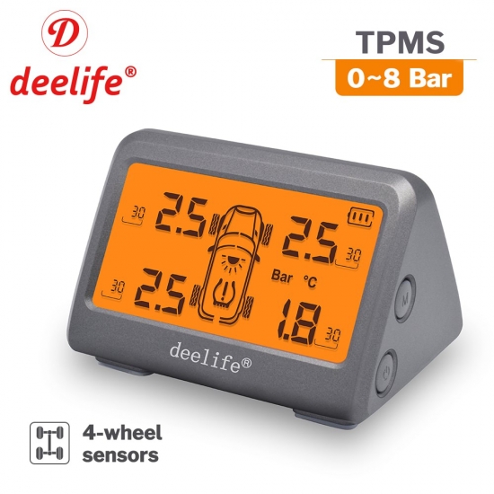 Deelife Solar TPMS Sensor Car Tire Pressure Monitoring System for 4 Wheel Tire TMPS